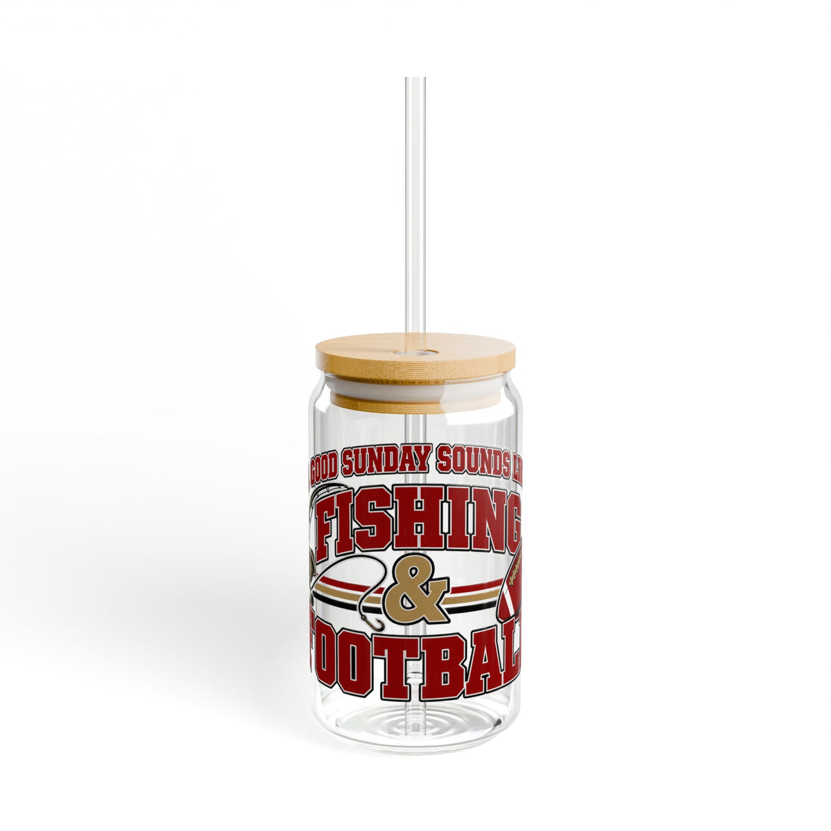 Fishing & Football Glass Cup