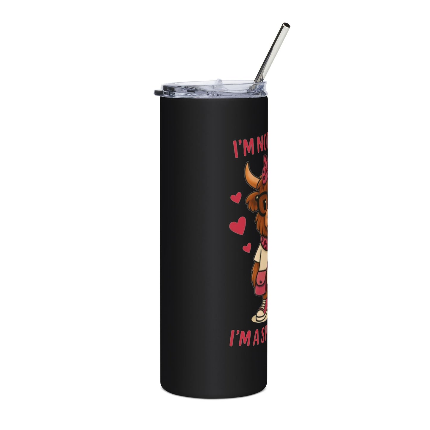 20oz Stainless Tumbler — “I’m Not a Hot Mess, I’m a Spicy Disaster” Cute Cow Design