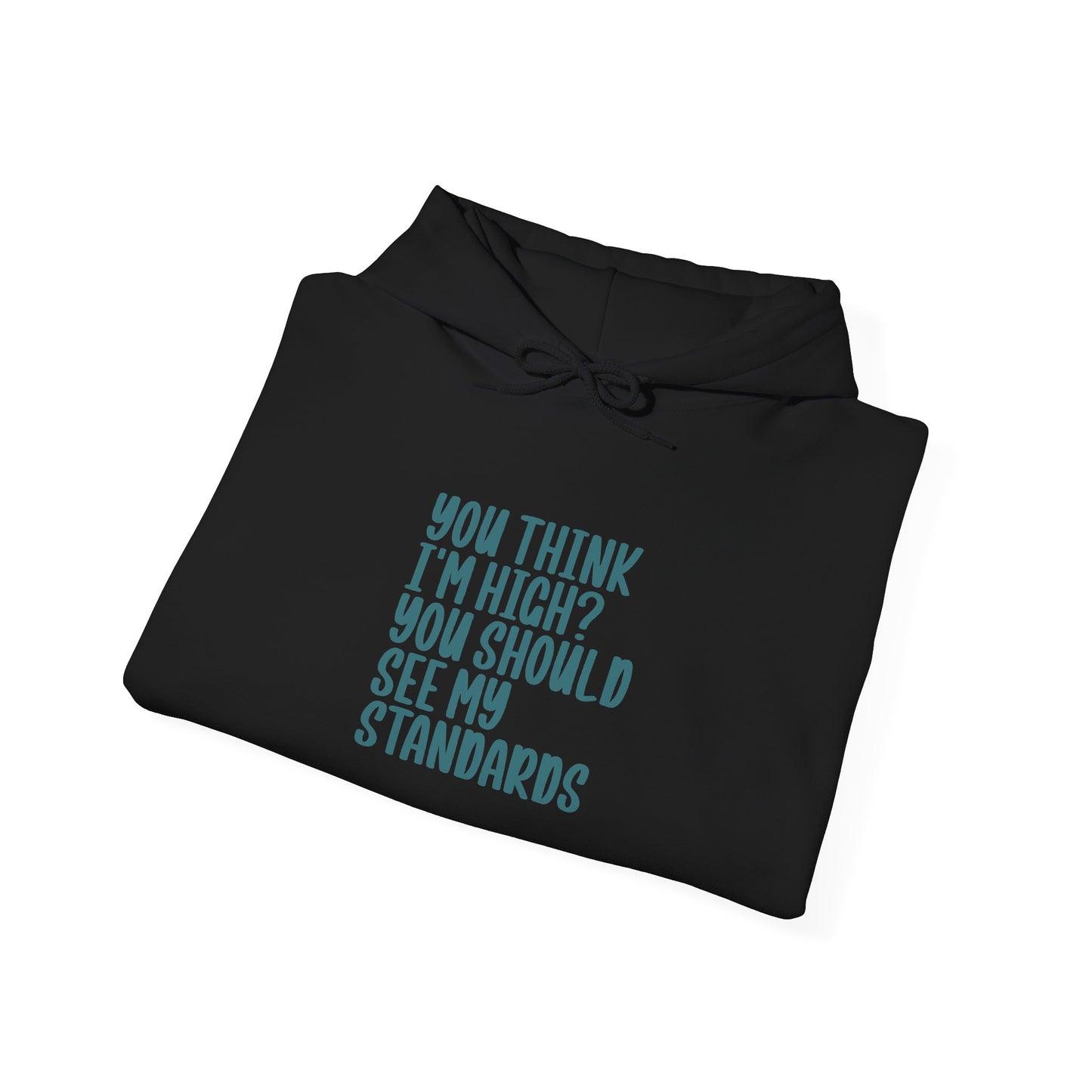 Hoodie – "You Think I’m High? You Should See My Standards" Funny Graphic Hoodie